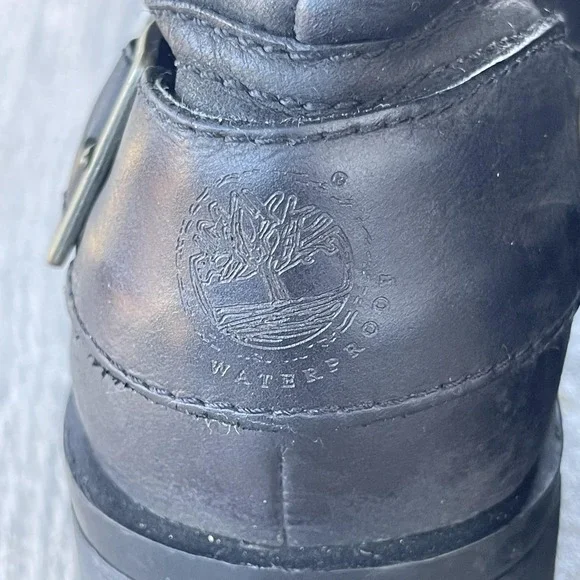 Timberland Boots Women 7.5M Black Leather Waterproof Knee High Riding SOLD OUT - Picture 15 of 16